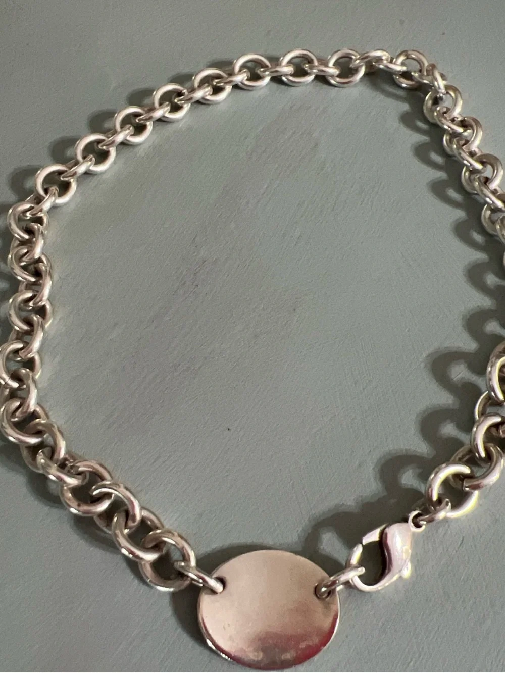 Tiffany & Co. Sterling Silver Round Tag Link Necklace - Picture 4 of 5